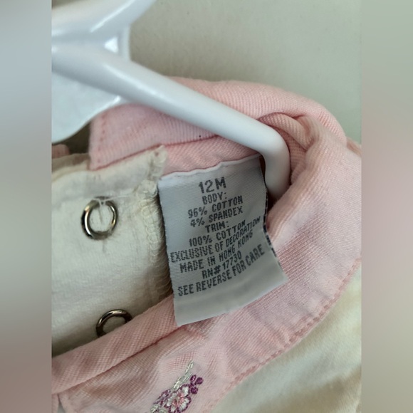 The Lullaby Club Vintage Pink Floral Overall Shirt Two Piece Set Size 12 months - Picture 7 of 9